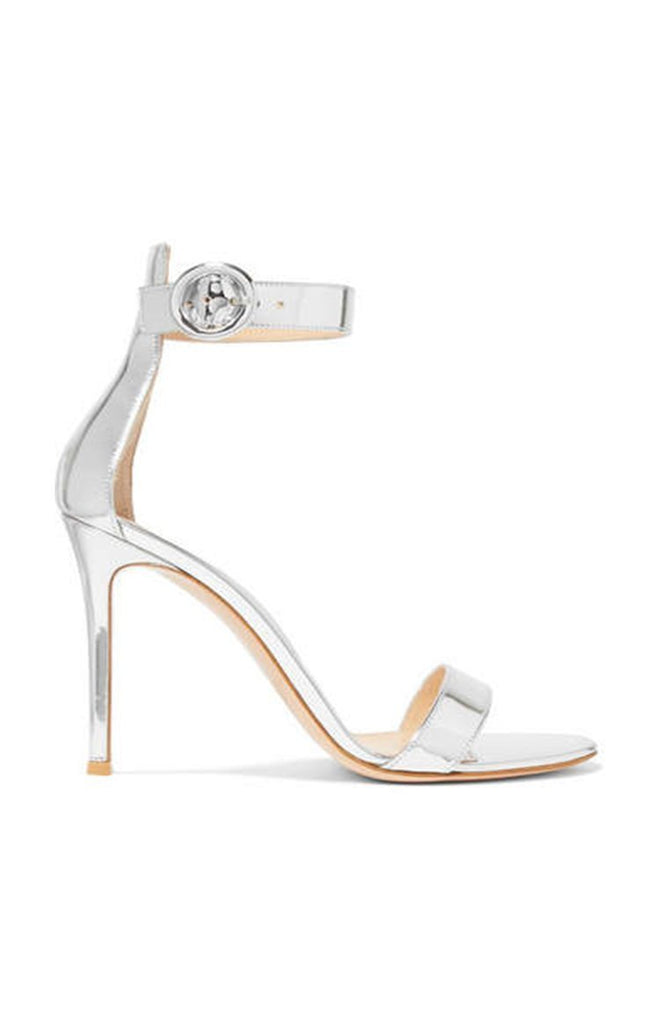 Gianvito Rossi Portofino 85 in Nappa Silk Silver Shoes