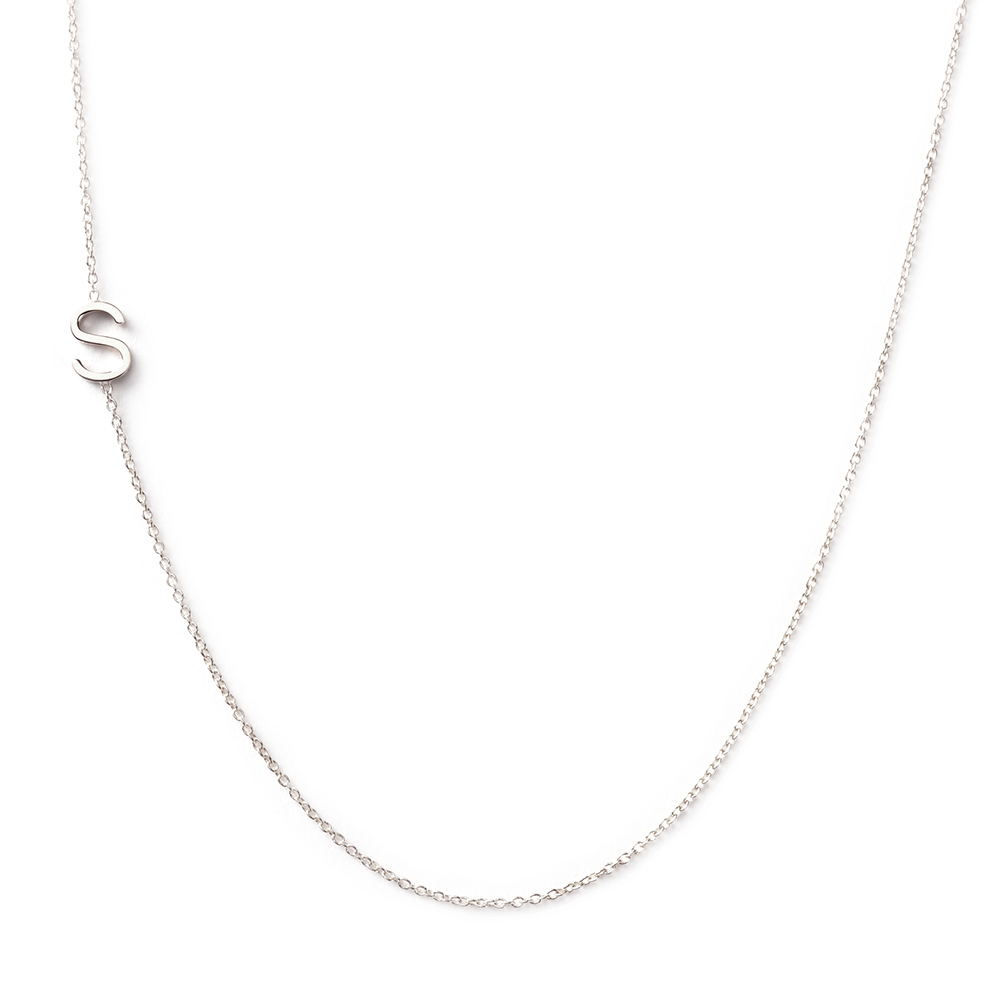 Maya Brenner 14k Letter Necklace Jewellery White Gold / S