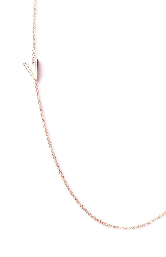 Maya Brenner 14k Letter Necklace Jewellery Rose Gold / V
